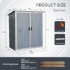 Outdoor Storage Shed Waterproof Resin Cabinet With Lockable Doors For Bikes And Patio Furniture - Gray - Image 8