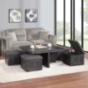 Moseberg - Oak Coffee Table With Storage Stools (Set of 5) - Gray - Image 4
