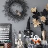 Cardboard Lighted Haunted House, Tabletop Holiday Halloween Decor, Battery Powered - Beige / Black - Image 8