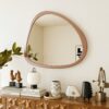Asymmetrical Wall Mirror Wooden Framed Mirror Large Sized Dressing Mirror, For Living Room, Bedroom, Bathroom, Hallway Or Entry Way - Natural Wood - Image 5