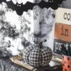 Plaid Pumpkin Decor, For Holiday Halloween Decoration (Set of 2) - Black / White - Image 7