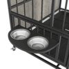 Modern Kennel Dogs Room Up To 60 Lb, Dog Crate Furniture With Multi-Purpose Rremovable Ttray, Double-Door Dog House, Lift Panel, 360 Degree Rotation, 3 Height Adjustable Feeding Bowls - Antique Gray - Image 7