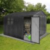 10'x8' Garden Sheds Outdoor Storage Sheds With Window - Dark Gray - Image 2