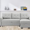 Destiny - Linen Reversible Sleeper Sectional Sofa With Storage Chaise - Light Gray - Image 7