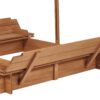 Kids Sandbox With Adjustable Cover, Sand Box With 2 Foldable Bench Seats, Outdoor Sandpit For Backyard Play - Light Brown - Image 16
