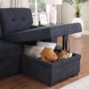 Lucca II - Woven Fabric Reversible Sleeper Sectional Sofa With Storage Chaise and Pocket Coil Seating - Dark Gray - Image 5