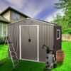 8Ft x 6Ft Outdoor Metal Storage Shed With Window (W540S00016) - Gray - Image 4