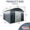10 Ft X 12 Ft Outdoor Metal Storage Shed With Arch Roof With Lockable Doors For Backyard Garden Patio Lawn - Black - Image 4