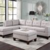 Hilo - Fabric Reversible Sectional Sofa With Dropdown Armrest, Cupholder, And Storage Ottoman - Light Gray - Image 4