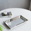 Antique Rectangle Mirror With Floral Accents, Mirrored Display Tray, Wall Mirror - Silver - Image 2