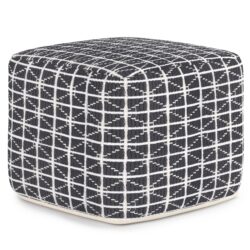 Noreen - Square Pouf - Slate Gray / White