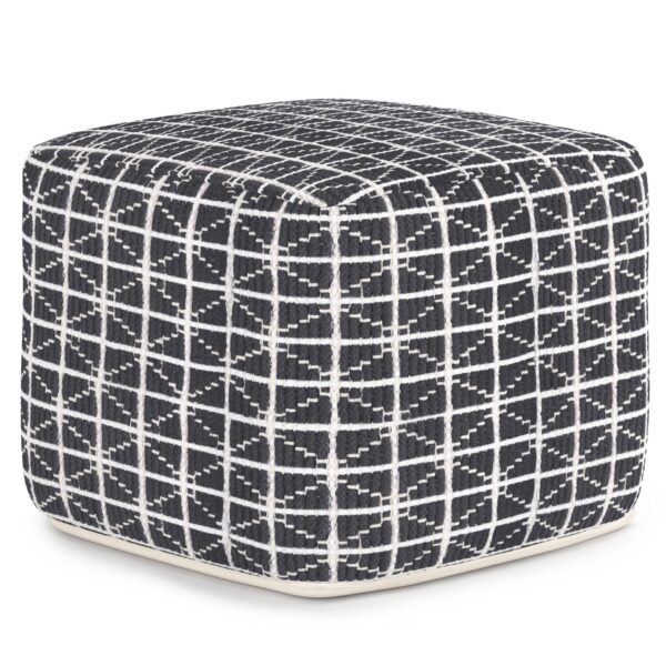 Noreen - Square Pouf - Slate Gray / White