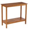Workstation For Garden Balcony Garage, Acacia Console Potting Table - Light Brown - Image 7
