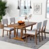 Topmax - 5 Piece Rustic Dining Table Set With 4 Upholstered Chairs, Rectangular Dining Table With Trestle Table Base - Walnut - Image 2