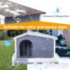 Large Wooden Dog House Indoor Outdoor With Terrace And Open Waterproof Asphalt Roof, Outdoor Dog House With Raised Floor, Windows And Door Curtains, Suitable For Small And Medium Dogs - Gray - Image 4