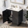 Bathroom Vanity Set With Sink, Combo Cabinet, Bathroom Storage Cabinet, Solid Wood Frame - Black - Image 2