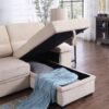 Kipling - Velvet Fabric Reversible Sleeper Sectional Sofa Chaise - Beige - Image 6