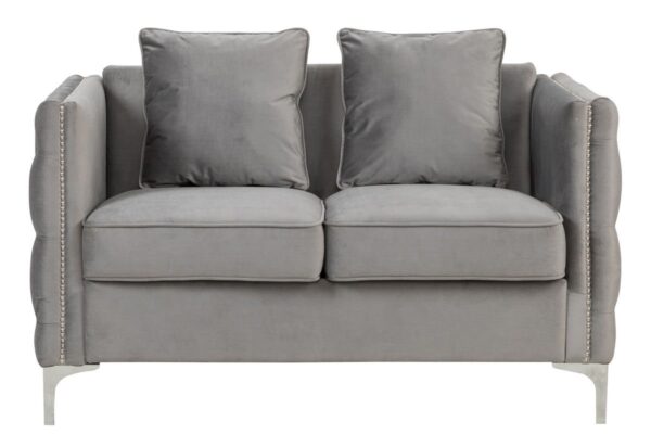 Bayberry - Velvet Loveseat With 2 Pillows - Gray