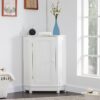 Bathroom Cabinet Triangle Corner Storage Cabinet With Adjustable Shelf Modern Style - White - Image 5