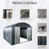 10 Ft X 12 Ft Outdoor Metal Storage Shed With Arch Roof With Lockable Doors For Backyard Garden Patio Lawn - Black - Image 5