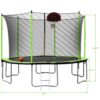 14Ft Trampoline With Basketball Hoop Inflator And Ladder (Inner Safety Enclosure) - Green - Image 4