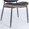 Dining Chairs Mid-Century Modern Retro Faux Leather Chair With Walnut Bentwood Back Upholstered Seat Metal Legs Adjustable Foot For Kitchen Dining Room Chairs (Set of 2) - Black - Image 13