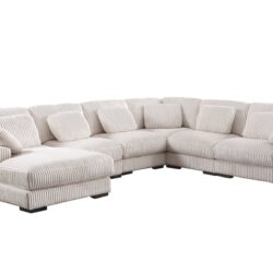 Nadine - Beige Corduroy Corner Sectional Sofa With Left Facing Chaise