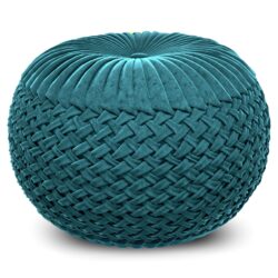 Grafton - Velvet Round Pouf - Teal