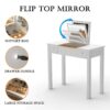 Vanity Table With LED Lights, Flip-Top Mirror And 2 Drawers, Jewelry Storage - Chic White - Image 5
