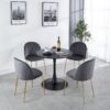 31.5" Tulip Table Mid-Century Dining Table For 2-4 People With Round MDF Table Top, Pedestal Dining Table, End Table Leisure Coffee Table - Black - Image 8