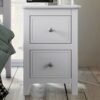 2 Drawers Solid Wood Nightstand End Table - White - Image 4