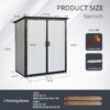 5X3Ft Outdoor Storage Shed Waterproof Resin Cabinet With Lockable Doors For Bikes And Patio Furniture - Black - Image 8