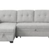 Destiny - Linen Reversible Sleeper Sectional Sofa With Storage Chaise - Light Gray - Image 4