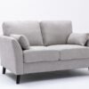 Damian - Woven Living Room Fabric Sofa, Loveseat (Set of 2) - Light Gray - Image 4