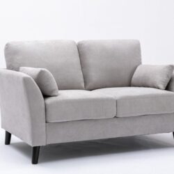 Damian - Woven Fabric Loveseat - Light Gray