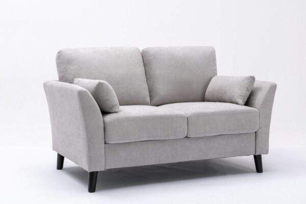 Damian - Woven Fabric Loveseat - Light Gray