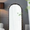 Hand Carved Rose Antique Mirror Frame, Large Arch Mirror Wall Decor For Living Room, Bathroom, Entryway - Black - Image 15