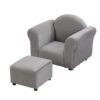 Kids Recliner Chair, Kids Upholstered Couch With Ottoman - Gray - Image 5