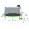 12Ft Trampoline With Slide And Swings, Astm Approved Large Recreational Trampoline With Basketball Hoop And Ladder, Outdoor Backyard Trampoline With Net, Capacity For Kids And Adults - Green / Blue - Image 4
