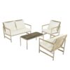 4 Pieces Patio Furniture Set, PE Rattan Wicker With Washable Cushion And Tempered Glass Tabletop, Conversation Furniture For Garden Poolside Balcony - White / Natural - Image 9
