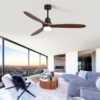 Ceiling Fan With Lights 3 Solid Wood Fan Blade Noiseless Reversible Motor Remote Control - Black - Image 6