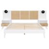 Queen Size Bed Frame With 2 Nightstands Elegant Design With Lamps - White - Image 12
