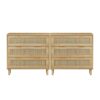 3 Drawers Rattan Storage Cabinet Rattan Drawer, For Bedroom, Living Room, Dining Room, Hallways (Set of 2) - Oak - Image 6