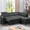 Henrik - Sleeper Sectional Sofa With Storage Ottoman And 2 Stools - Dark Gray - Image 6