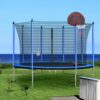 10Ft Trampoline With Basketball Hoop Inflator And Ladder (Inner Safety Enclosure) - Blue - Image 7