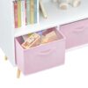 Kids Bookcase With Collapsible Fabric Drawers, Children's Book Display, Toy Storage Cabinet Organizer - White / Pink - Image 23