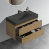 Alice - U092-Alice36W-106 Natural Oak Bathroom Vanity With Sink, Large Storage Wall Mounted Floating Bathroom Vanity For Modern Bathroom, One-Piece Black Sink Basin Without Drain - Walnut / Black - Image 3
