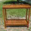 Workstation For Garden Balcony Garage, Acacia Console Potting Table - Light Brown - Image 16