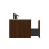 Etna - Striped Bathroom Vanity With Ceramic Sink, Wall Mounted Floating Bathroom Vanity For Modern Bathroom - White / Walnut - Image 5