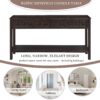 Rustic Entryway Console Table Long Sofa Table With Two Different Size Drawers And Bottom Shelf For Storage - Espresso - Image 4